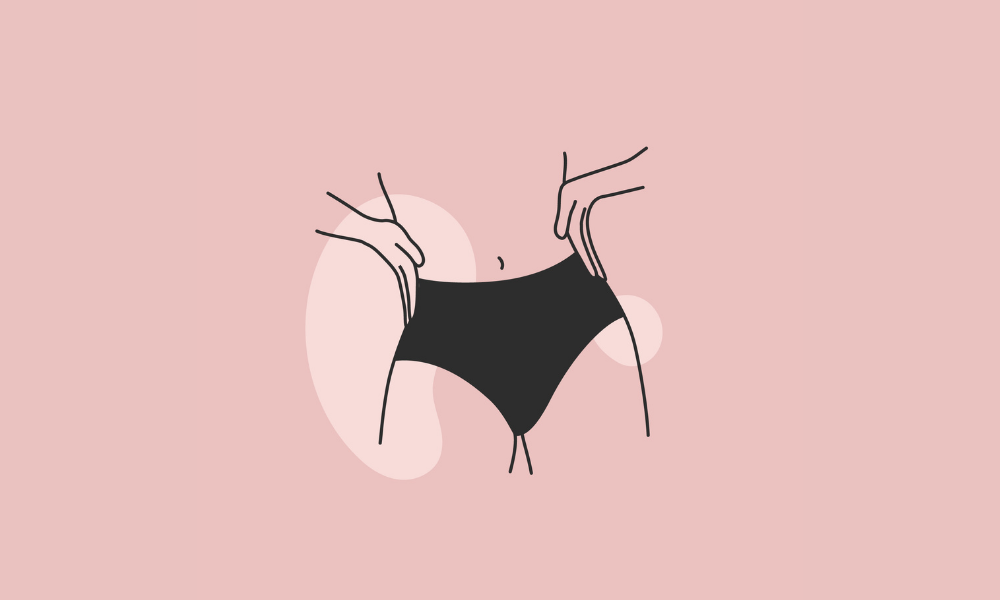 Illustration sensuelle d’une femme baissant sa culotte, image de couverture pour un article sur le massage vaginal