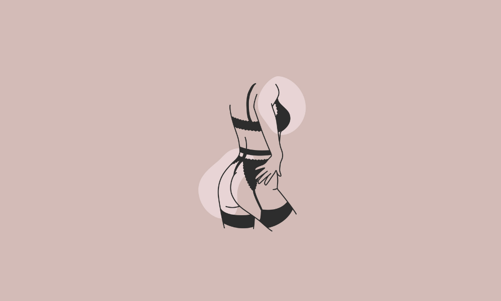 Illustration d'une femme en lingerie sexy vue de dos, en pose sensuelle