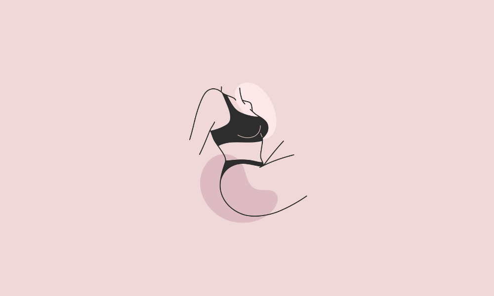 Illustration minimaliste d’une femme en lingerie noire, représentant la sensualité et le réveil du désir sexuel chez la femme