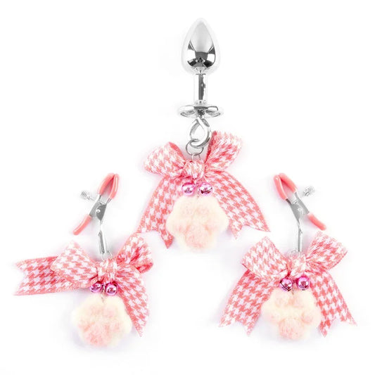 Kit bondage soft pinces à téton et plug anal