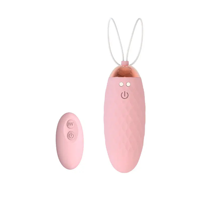 Œuf vibreur Doris rose clair et sa télécommande assortie, parfait pour des jeux discrets et puissants.