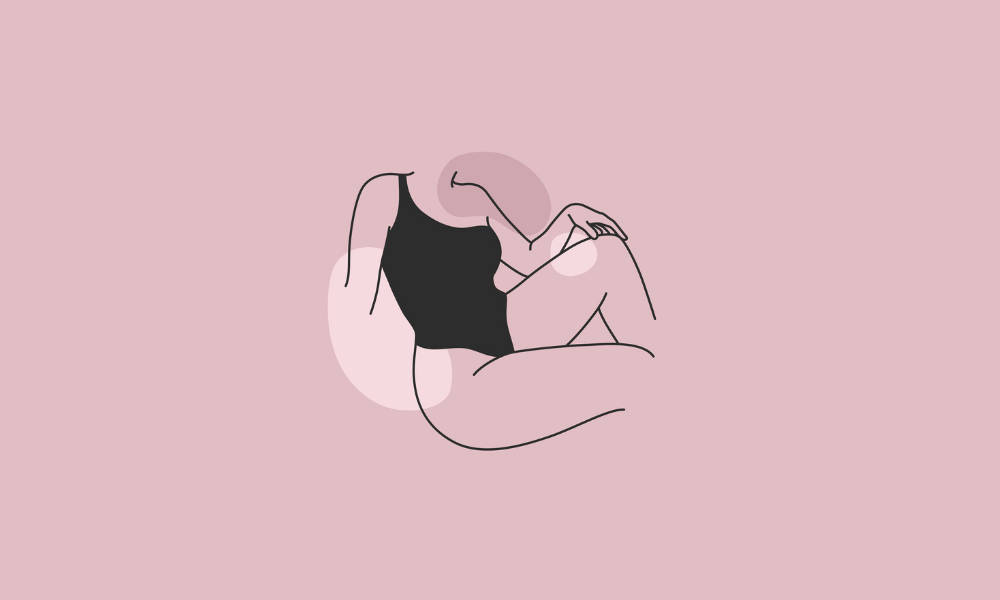 Illustration sensuelle minimaliste d’une femme en lingerie, couverture d’article sur le shibari et l’érotisme