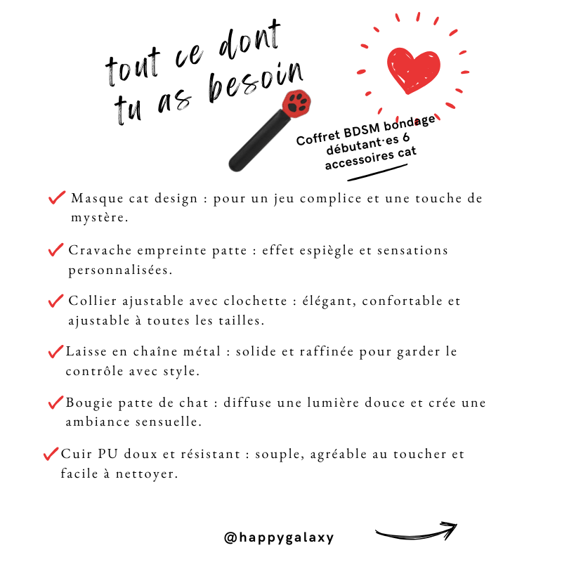 Coffret BDSM bondage débutant·es 6 accessoires cat