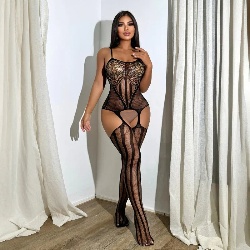 Combinaison Résille Sexy Porte-Jarretelles Loline