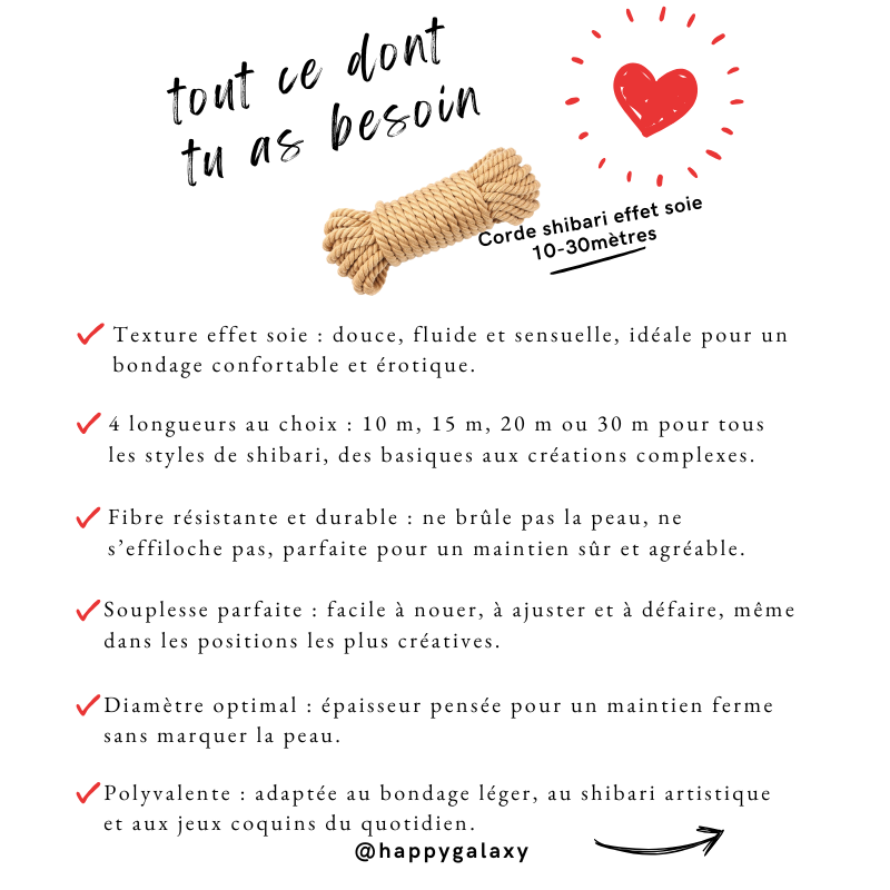 Corde shibari effet soie 10-30mètres