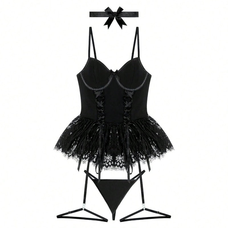 Corset Noir Sexy avec Jarretelles Ajustables Jijo 