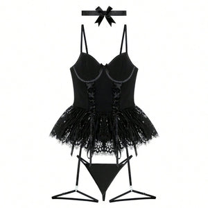 Corset Noir Sexy avec Jarretelles Ajustables Jijo 