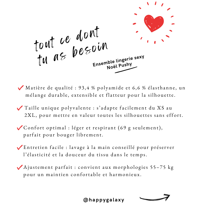 Ensemble lingerie sexy Noël Pushy