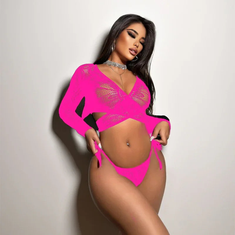 Ensemble lingerie sexy femme top dentelle et string assorti Louli