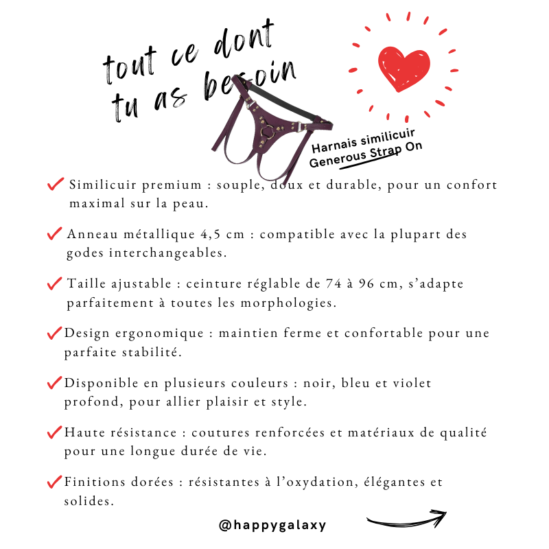 Harnais similicuir Generous Strap On caracteristique