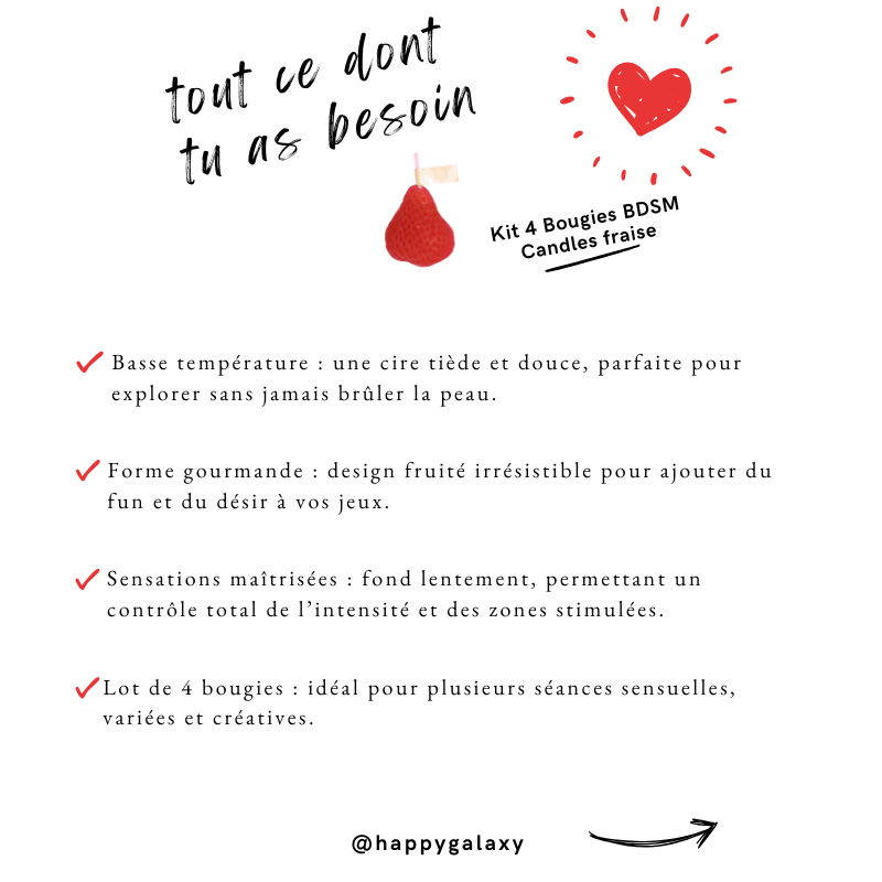Kit 4 Bougie basse températures BDSM fraise
