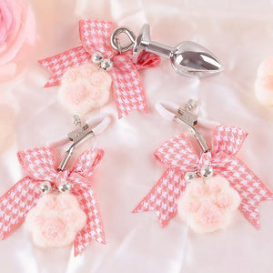 Kit bondage soft pinces à téton et plug anal