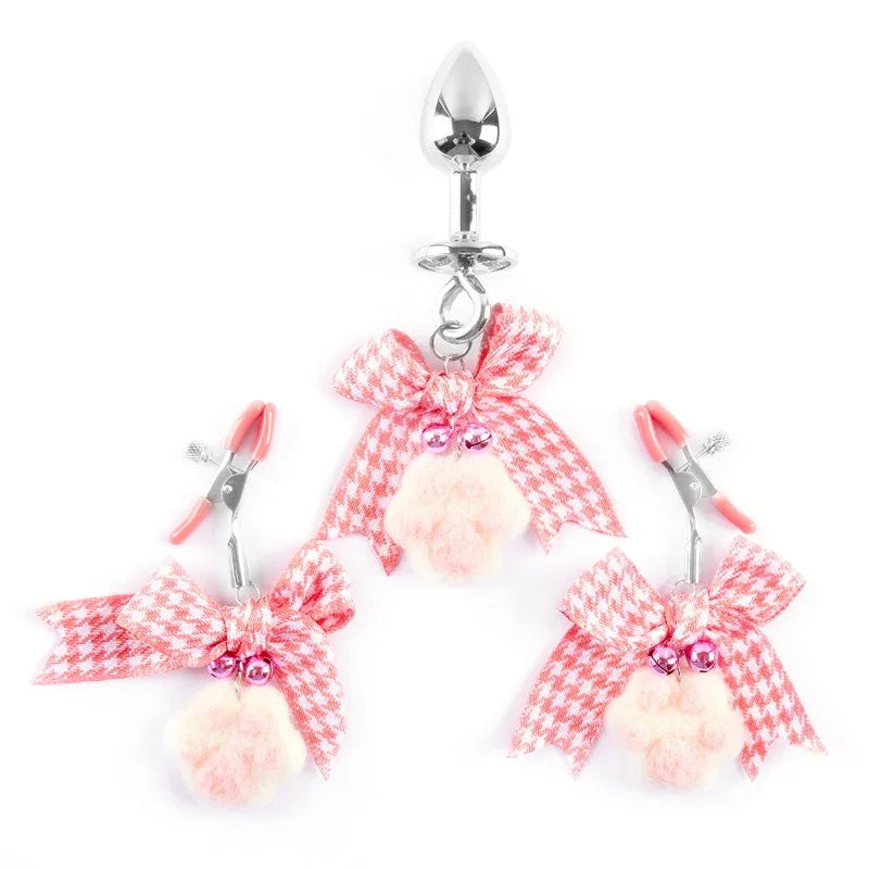 Kit bondage soft pinces à téton et plug anal