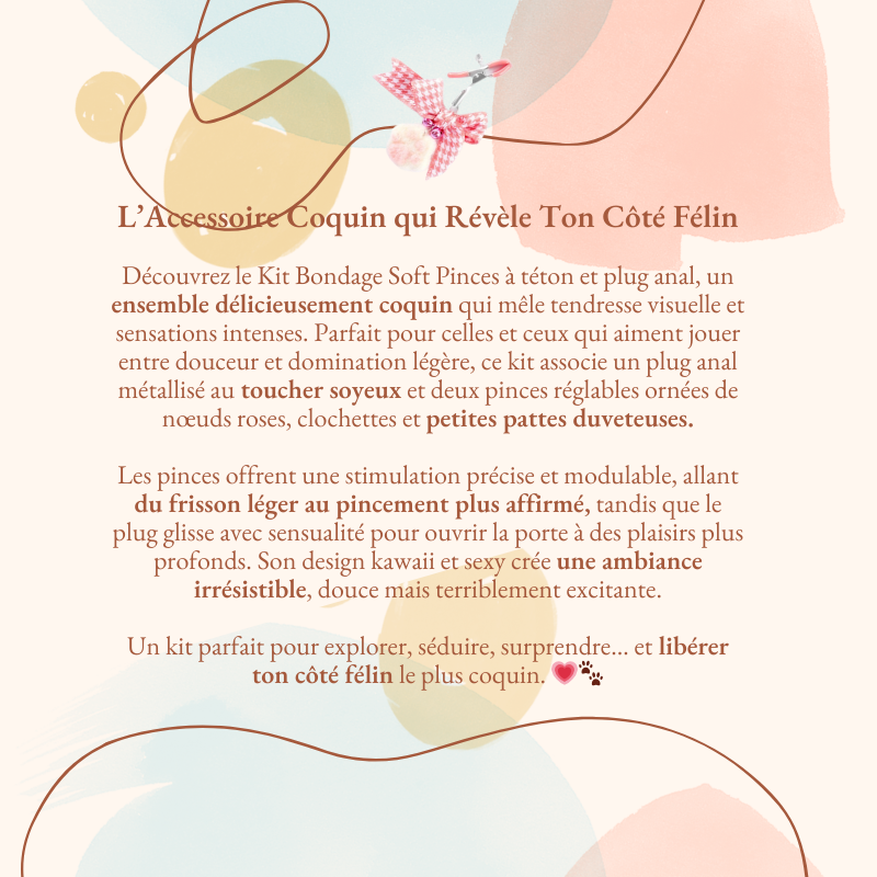 Kit bondage soft pinces à téton et plug anal