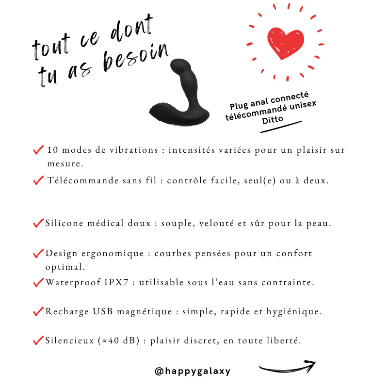 Plug anal connecté télécommandé unisex Ditto