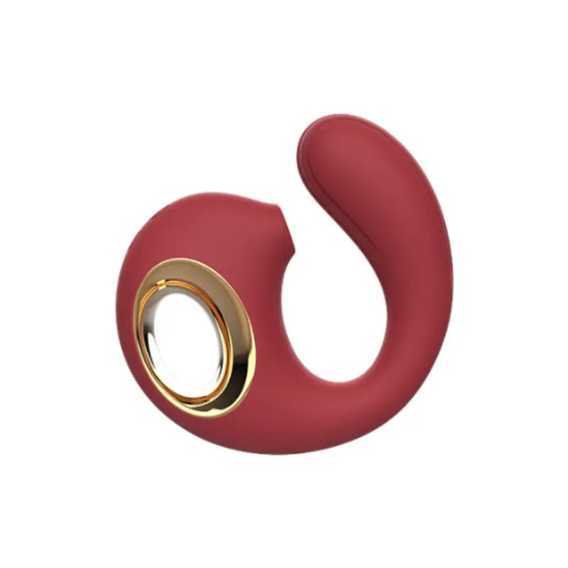 Stimulateur double Dauphin en rouge intense, texture douce et élégante, à retrouver sur happygalaxy.