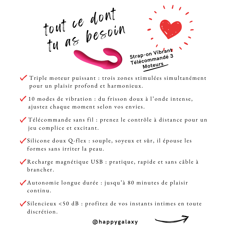 Strap-on Vibrant Télécommandé 3 Moteurs caracteristique