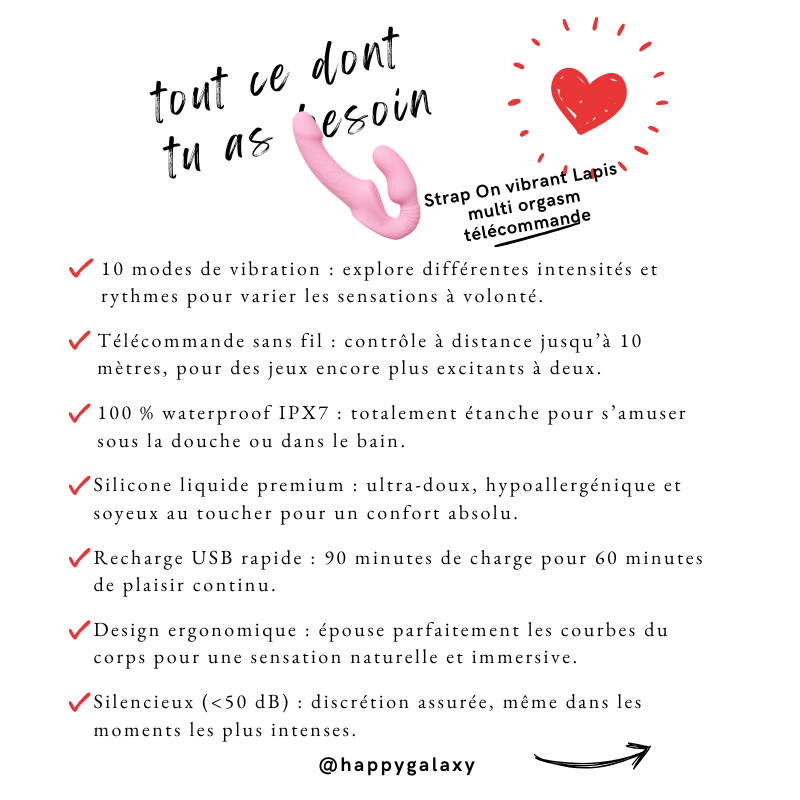 Strap On vibrant Lapis multi orgasm télécommande