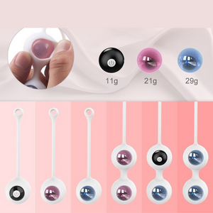 Boules de geisha avec poids progressifs (11g, 21g, 29g) pour exercices de Kegel et renforcement du périnée.