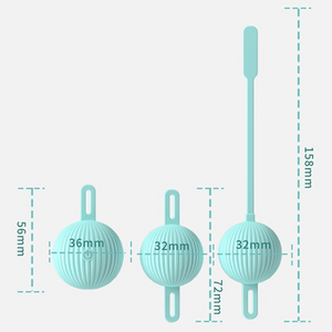 Dimensions des Boules de Kegel Delta : 36 mm, 32 mm et 32 mm, avec tige de 158 mm pour un confort optimal.