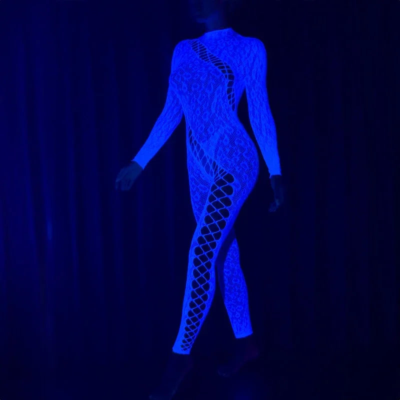 combinaison sexy fluorescente UV Aush