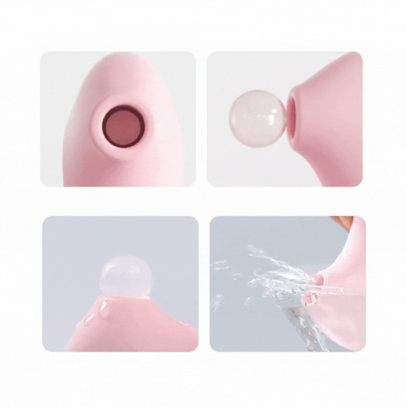 Zoom sur les détails du stimulateur clitoridien en silicone souple avec embout vibrant et effet succion – HappyGalaxy