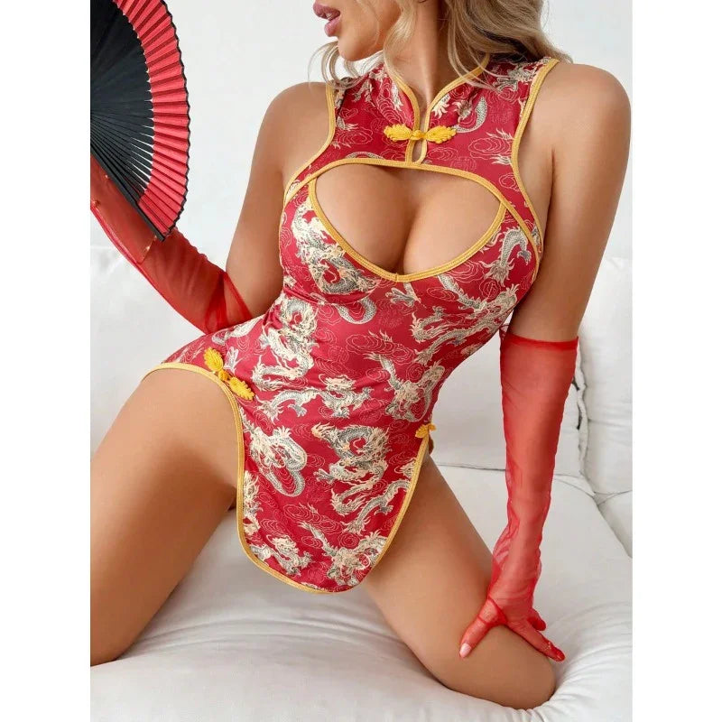 lingerie sexy imprimé dragon style Cheongsam