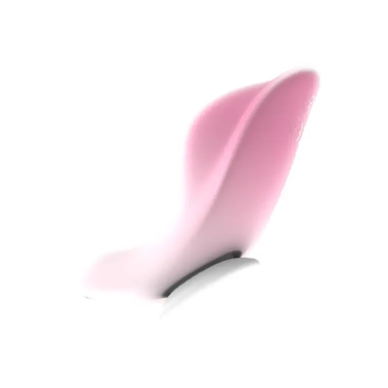 Stimulateur intime Aisha vu de profil, en silicone rose transparent, design ergonomique et compact.