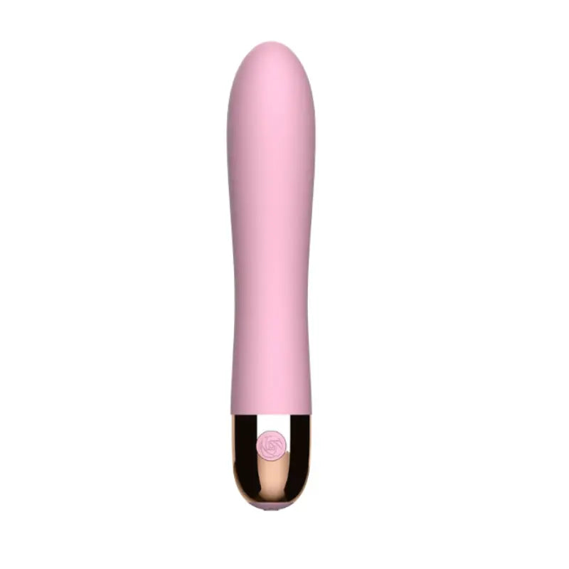 Vibromasseur rose pastel double moteur au toucher velours, conçu pour le bien-être intime féminin.