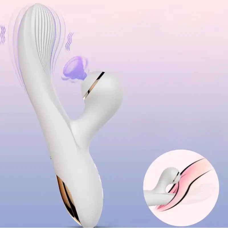 Animation du stimulateur montrant les vibrations internes et la succion clitoridienne